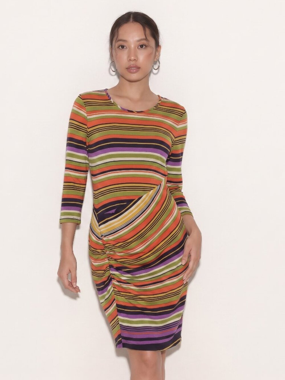 Betsey Johnson Striped Ruched Fitted Dress